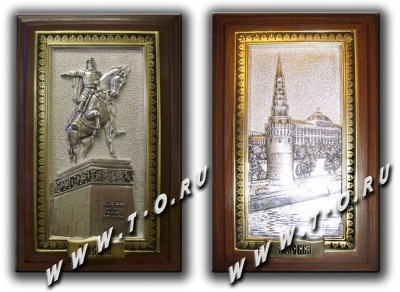 Гравюры на металле меди, серебре, золоте, сувениры с видами Москвы.