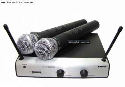 микрофон SHURE UT42/SM58 радиосистема.2 микрофона.магазин.