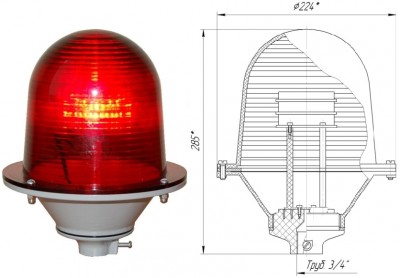 Заградительный огонь ЗОМ-80LED, светильник, фонарь